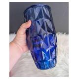Blue Diamond Cut Glass Vase + Matte Pink Vase