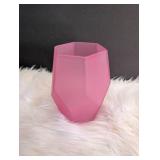 Blue Diamond Cut Glass Vase + Matte Pink Vase