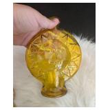 Amber Sun Face Glass Bottle + Southwest Ceramic Lizard