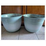 Large Ribbed Plastic Planters + Turf Builder Grass Seed (opened)