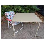 Folding Card Table + Lawn Chair