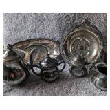 Vintage Victorian Silver-Plated Tea Service Set with Serving Trays