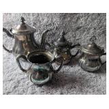 Vintage Victorian Silver-Plated Tea Service Set with Serving Trays