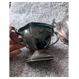 Vintage Silver-Plated Cream and Sugar Set with Covered Butter Dish