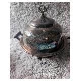 Vintage Silver-Plated Cream and Sugar Set with Covered Butter Dish