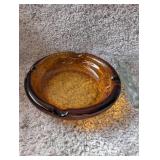 Vintage Amber Glass Ashtray + 2 Clear Ashtrays