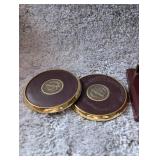 Vintage Kansas State Seal Leather Coasters Set