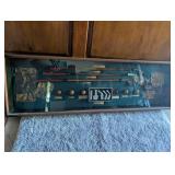 Antique Golf Club Display Case with Historical Artifacts - 41x13 in