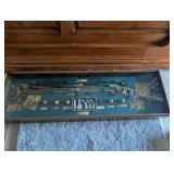 Antique Golf Club Display Case with Historical Artifacts - 41x13 in
