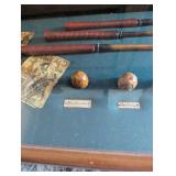 Antique Golf Club Display Case with Historical Artifacts - 41x13 in
