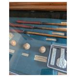 Antique Golf Club Display Case with Historical Artifacts - 41x13 in