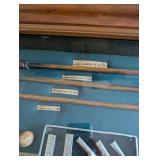 Antique Golf Club Display Case with Historical Artifacts - 41x13 in