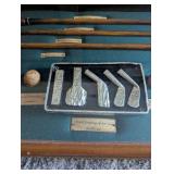 Antique Golf Club Display Case with Historical Artifacts - 41x13 in
