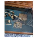 Antique Golf Club Display Case with Historical Artifacts - 41x13 in