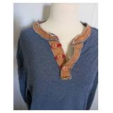 Carbon2Cobalt Navy Cotton Long Sleeve + Maroon Shirt - Size XL
