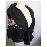 Elegant Embroidered Floral Shawl Wrap Lot - 3ct