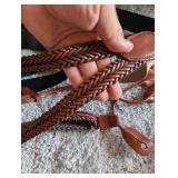 Vintage Style Leather and Canvas Suspenders Set