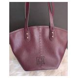 Liz Claiborne Burgundy Leather Tote Bag