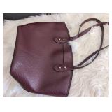 Liz Claiborne Burgundy Leather Tote Bag