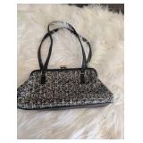Vintage Style Tweed Handbag with Black Trim