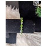 Set of 2 Green Beaded Statement Necklaces + Bracelet