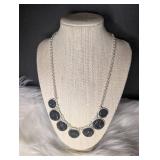 Black Crystal Disc Statement Necklace + Matching Bracelet