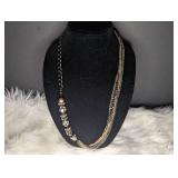 Mixed Metal Chain Necklace with Crystal Beads