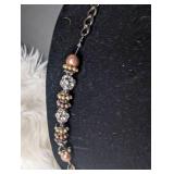 Mixed Metal Chain Necklace with Crystal Beads