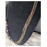 Mixed Metal Chain Necklace with Crystal Beads