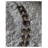 Vintage Silver Amethyst Gothic Bracelet