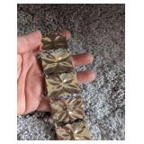 Vintage Wide Link Bracelet with Filigree Pattern