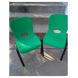 Lifetime Green Plastic Stacking Chairs -2 Chairs