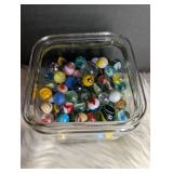 Collection of Marbles in Square Jar (photo #2 show types included)