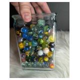Collection of Marbles in Rectangle Jar (photo #2 show types included)