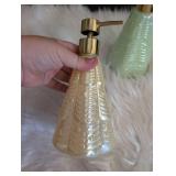 Elegant Pearl and Mint Glass Soap Dispensers