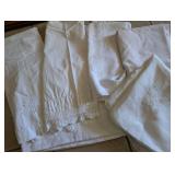 Vintage White Linen Table Linens with Delicate Embroidery