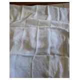 Vintage White Linen Table Linens with Delicate Embroidery