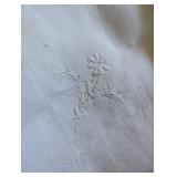 Vintage White Linen Table Linens with Delicate Embroidery