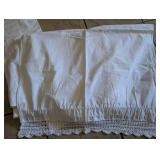 Vintage White Linen Table Linens with Delicate Embroidery