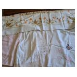 Vintage Embroidered Linen Table Set with Butterfly and Floral Designs