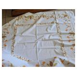 Vintage Embroidered Linen Table Set with Butterfly and Floral Designs
