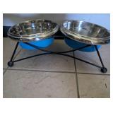 Elevated Double Pet Bowl Stand with Stainless Steel Dishes