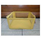 Vintage Yellow Metal Mesh Storage Basket