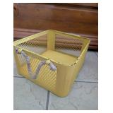 Vintage Yellow Metal Mesh Storage Basket