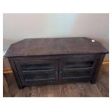 Dark Wood TV Stand with Glass Doors