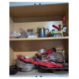 Kitchen Cabinet Storage Lot with Cookware and Games- Bring boxes