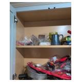 Kitchen Cabinet Storage Lot with Cookware and Games- Bring boxes