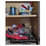 Kitchen Cabinet Storage Lot with Cookware and Games- Bring boxes