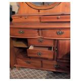Stanley Bedroom Suite including  Pine Dresser with Dual Oval Mirrors, King Bed with headboard/ footboard/ rails, nightstand, armoire and more