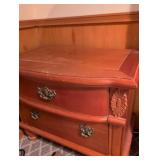 Stanley Bedroom Suite including  Pine Dresser with Dual Oval Mirrors, King Bed with headboard/ footboard/ rails, nightstand, armoire and more
